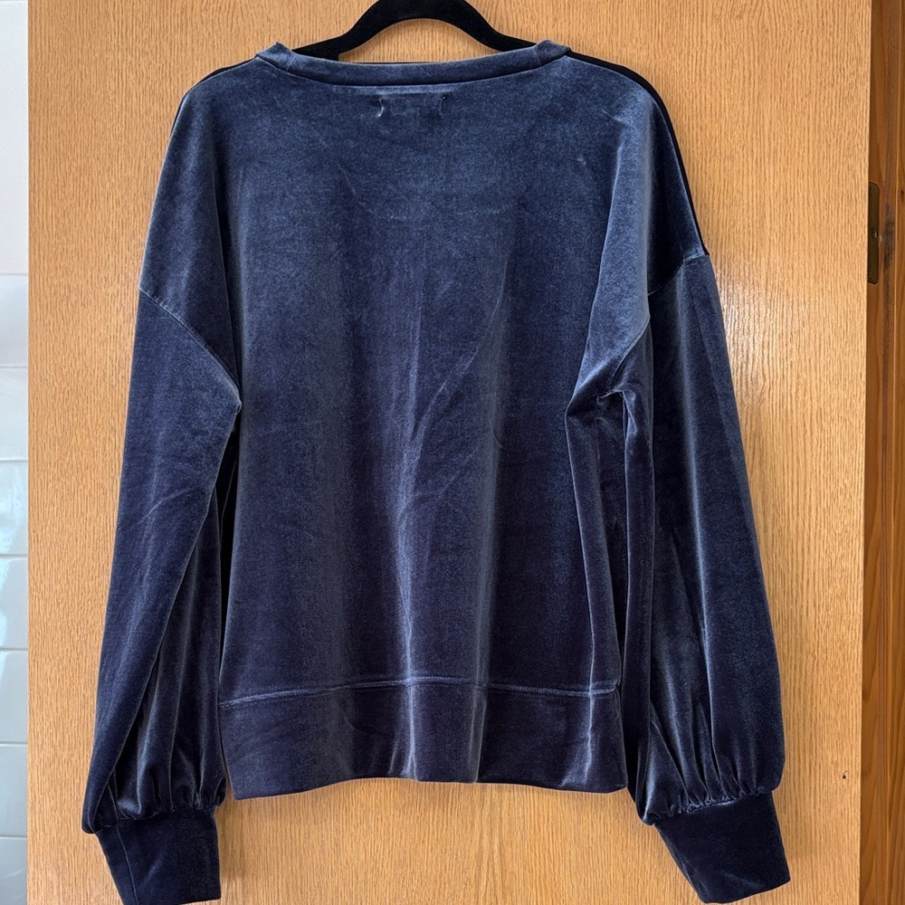 Madewell Elegant Navy Velvet/Velour Women's Crewneck Sweater Sweatshirt-M - Picture 2 of 11